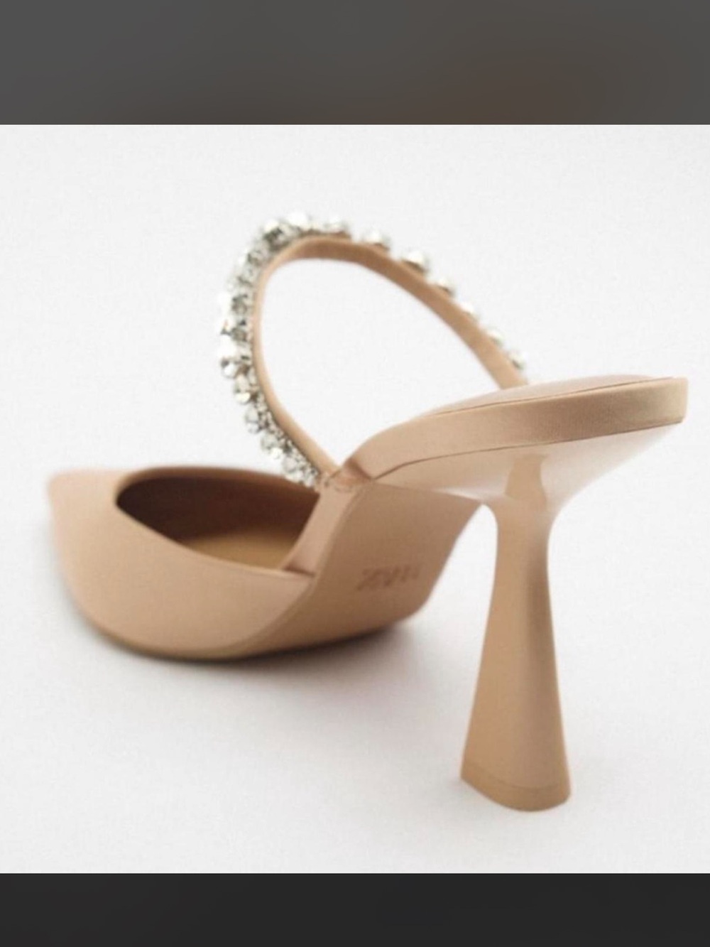 Zara Jeweled Satin Mule Nude - Picture 4 of 12